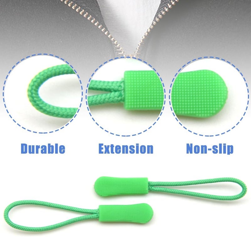 Ruidee 50 Pieces Zipper Pulls Zipper Tabs Zipper Pull Cord Extender Replacement Zipper Pulls for Backpacks, Jackets, Luggage, Purses, Handbags（Light Green） - Image 3